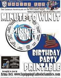 The pdf printable file will be emailed to you so that you can print and assemble the items yourself. Minute To Win It With Free Printable Minute To Win It Minute To Win It Games Printable Birthday Invitations
