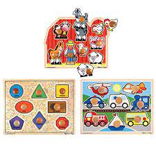 Melissa & doug beginner wooden . Amazon Com Becker S School Supplies Melissa Doug Jumbo Puzzle Juego De 3 Juguetes Y Juegos