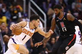 Suns guard devin booker, left, is fouled by clippers guard patrick beverley during the first half of game 3 of the western conference finals on thursday night at staples center. Through The Eyes Of The Opposition Suns Vs Clippers Bright Side Of The Sun