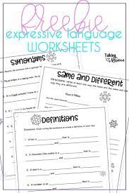 Freebie Expressive Language Worksheets Language Therapy Activities Speech Language Activities Speech Therapy Materials