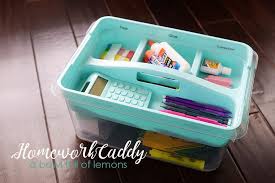 Create A Homework Caddy A Bowl Full Of Lemons For The Supplies List As Much As Anything Else Homework Caddy Homeschool Room Organization School Supply Caddy