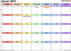 Kostenlose vorlagen für wochenkalender/wochenplaner 2021 in word (1 woche pro seit. Kalender Januar 2021 Als Pdf Vorlagen