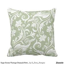 Sage Green Vintage Damask Pattern Throw Pillow Zazzle Com Green Throw Pillows Patterned Throw Pillows Decorative Pillow Cases