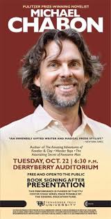 Pulitzer Prize-wining novelist Michael Chabon, Oct. 22, 6:30 p.m.,  Derryberry Auditorium