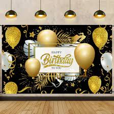 Choose from 94 printable design templates, like anniversary party posters, flyers, mockups, invitation download them for free in ai or eps format. Birthday Party Decorations Backdrop Poster 200x125 Black And Gold Happy Birthday Sign Background Banner For Photography Anniversary Party Decor Supplies Amazon Co Uk Kitchen Home