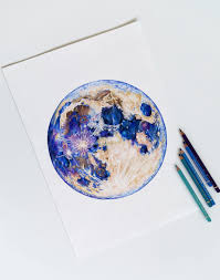 Full moon is a drawing by richa dave which was uploaded on august 16th, 2017. Original Blue And Gold Full Moon Colored Pencil Art Drawing By Etsy Sun And Moon Drawings Blue Moon Tattoo Color Markers Art