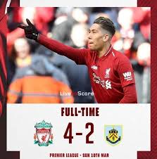 Liverpool was scoreless again thursday and lost a league game at anfield for the first time in 1,369 days. Liverpool 4 2 Burnley E Totobatsa Video Premier League 2019