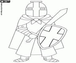 Bunny caballero con una lanza y. Un Guerrero Medieval Preparado Para Colorear Pintar E Imprimir