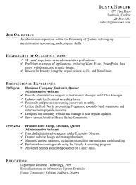 Resume Examples Quebec Administrative Assistant Resume Resume Summary Examples Resume Objective Sample