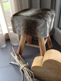Wohnbrise Herbst Fell Hocker Holz Herz Hocker Hocker Holz Holz Herz