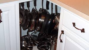 Hang Pots And Pans In Corner Cabinets To Make Better Use Of Them Home Goods Decor Kitchen Window Coverings Kitchen Corner