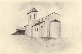 Draw three narrow rectangles at the base of the building, each a bit longer than the one above. Romanic Church Life People Drawings Pictures Drawings Ideas For Kids Easy And Simple