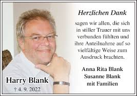 Traueranzeigen von Harry Blank
