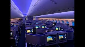 The 787's cabin features wider aisles and seats, large the typical seating arrangement includes economy (214), business (50) and first class (16) seats. First Look United Shows Off Its First Boeing 787 10 Dreamliner Abc10 Com