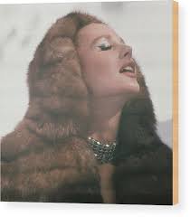 Model Wearing A Hood Of Russian Crown Sable Wood Print