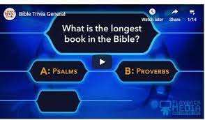 Sort trivia by difficulty, category, subject or book. Bible Quiz Video Format Questions Answers For Bible Trivia Game Bible Quiz Bible Facts Bible Trivia Games