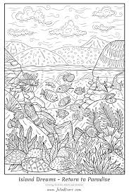 Color the picture and trace the word island in this preschool printable page. Island Dreams Return To Paradise Water Worlds Adult Coloring Pages