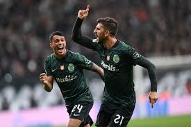 Sporting's pedro goncalves scores his side's second goal during the champions league group c soccer match between sporting cp and besiktas . Besiktas 1 4 Sporting Leo Treaty Leaves Turks Ko Zap Sports Prime Time Zone