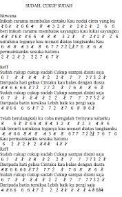 D g cukup sudah kau sakiti aku lagi em serpihan perih ini a d a akan ku bawa mati oooo d g sampai kapan bisa membuatmu mengerti f#m bm membuat aku bermakna em f#m g a di hatimu di matamu sayang. Sudah Cukup Sudah Lirik Alsakhinah