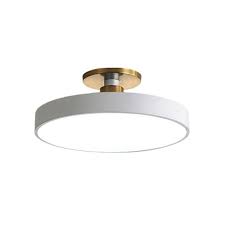 Drum Metal Ceiling Light Fixture Nordic Led White Semi Flush Mount Lighting In Warm Metal Ceiling Lighting Semi Flush Ceiling Lights Light Fixtures Flush Mount