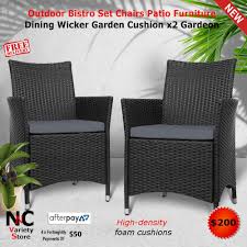 Outdoor Bistro Set Chairs Patio Furniture Dining Wicker Garden Cushion X2 Gardeon Outdoor Bistro Set Garden Cushions Patio Chairs