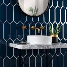 Using a subway tile as a backsplash will add dimension and style to your kitchen decor or any decorated space within your home. Picket Gloss Bevelled Navy Blue Hexagonal Ceramic Wall Tiles Ebay
