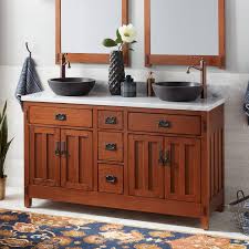 solid oak vessel sink vanity