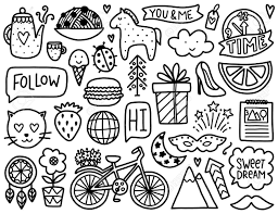 Discover various funny doodles created by our artists, color it or use it as inspiration to imagine your own drawings ! Doodles Cute Elements Black Vector Coloring Page Illustration Stock Photo Picture And Royalty Free Image Image 68669563