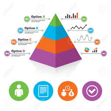 Pyramid Chart Template Bank Loans Icons Cash Money Bag Symbol
