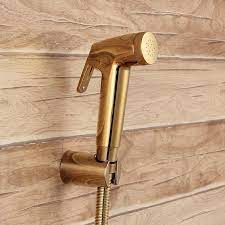 Gold Abs Sprayer Hand Held Toilet Bidet Spray Shattaf Spray Factory Sale Toilet Shower Jet Set With Golden Holder Hose Affiliate Bidet Spray Shower Jets Bidet