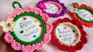 Crochet picture frame with picots, available as part of an. Crochet Photo Frame Diy Photo Frame Using Woolen Thread Crochet Photo Frame Wall Hanging Youtube