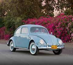 1957 Volkswagen Beetle Light Blue 3 4 Front View On Pavement By Pink Flowers Volkswagen Beetle Vintage Volkswagen Beetle Vw Beetle Classic