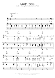 Перевод песни lost in france — рейтинг: Lost In France Sheet Music Bonnie Tyler Piano Vocal Guitar