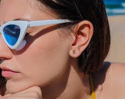 925 Silver Initial Earring , Christmas Gift for Her, Special Letter  Earrings , Minimalist Elegant Earrings , Mother's Gifts