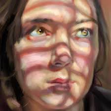 Can any artist resist the light through shutters? ☀️ Had to do a quick  little digital sketch. I have a migraine hangover & this is where my head  is at