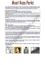 Fact File Meet Rosa Parks Level A2 B1 Esl Worksheet By Vero33 Rosa Parks High School Allusion Examples