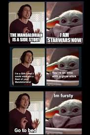Pin By Victoria L Wittner On Baby Yoda The Mandalorian Star Wars Jokes Funny Star Wars Memes Star Wars Humor