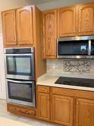 3 painted oak & maple kitchen cabinet