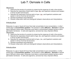 Tonicity and the animal cell experiment. Solved Lab 7 Osmosis In Cells Objectives 1 Determine The Tonicity Of A Solution By Observing The Response Of Cells In The Solution Describe The Course Hero