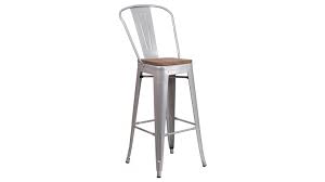 30 Inch Metal Bar Stool With Wood Seat Silver Barn Xo