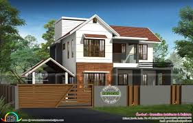 Modern Sloped Roof 2300 Sq Ft Home Plan Kerala Home Design Kerala House Design House Design House Plans