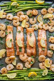 Easy Recipe How To Cook Salmon In The Oven Baked Salmon Shrimp And Asparagus Recipe A One Pan Meal With Salmon Shrimp Salmon Recipes Recipes Healthy Recipes