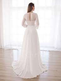 Standesamt kleid schlicht brautkleider 2020. Standesamt Brautkleid Schlicht Romantisch Chiffon Langarm Mit Schlitz