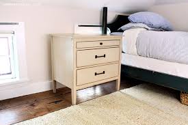 The nightstand is distressed just enough to give a rustic feel, but not enough to take away from the modern look. Diy 3 Drawer Nightstand With Plans Jaime Costiglio