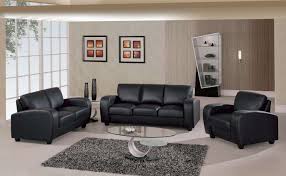 Living Room Design With Black Leather Sofa