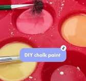 Easy DIY chalk paint. What you need:Broken pieces of sidewalk chalk crushed  in a ziploc bag2 tbsp corn starch per color2-3 tbsp water#frugalfamilyfun  #freefamilyfun #diysummercamp