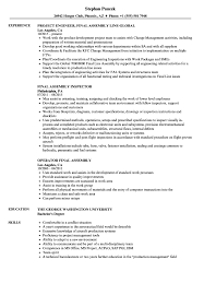 final assembly resume samples velvet jobs
