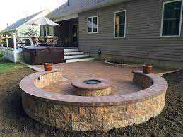 Paver Patio Ep Henry Patio Fire Pit Sitting Wall Deck With Patio And Jacuzzi Hot Tub Fire Pit Patio Hot Tub Backyard Hot Tub Landscaping