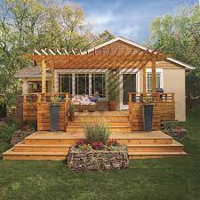 Screened In Porch With Cascading Decks Google Search Decks Backyard Deck With Pergola Pergola