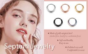 Amazon Com Funlmo 16g Triple Stacked Septum Clicker Hoop Surgical Steel Hinged Nose Rings Daith Helix Cartilage Piercing Jewelry Clothing Shoes Jewelry